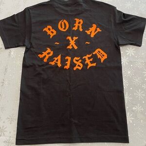 BORN X RAISED Black Orange Gothic Tee